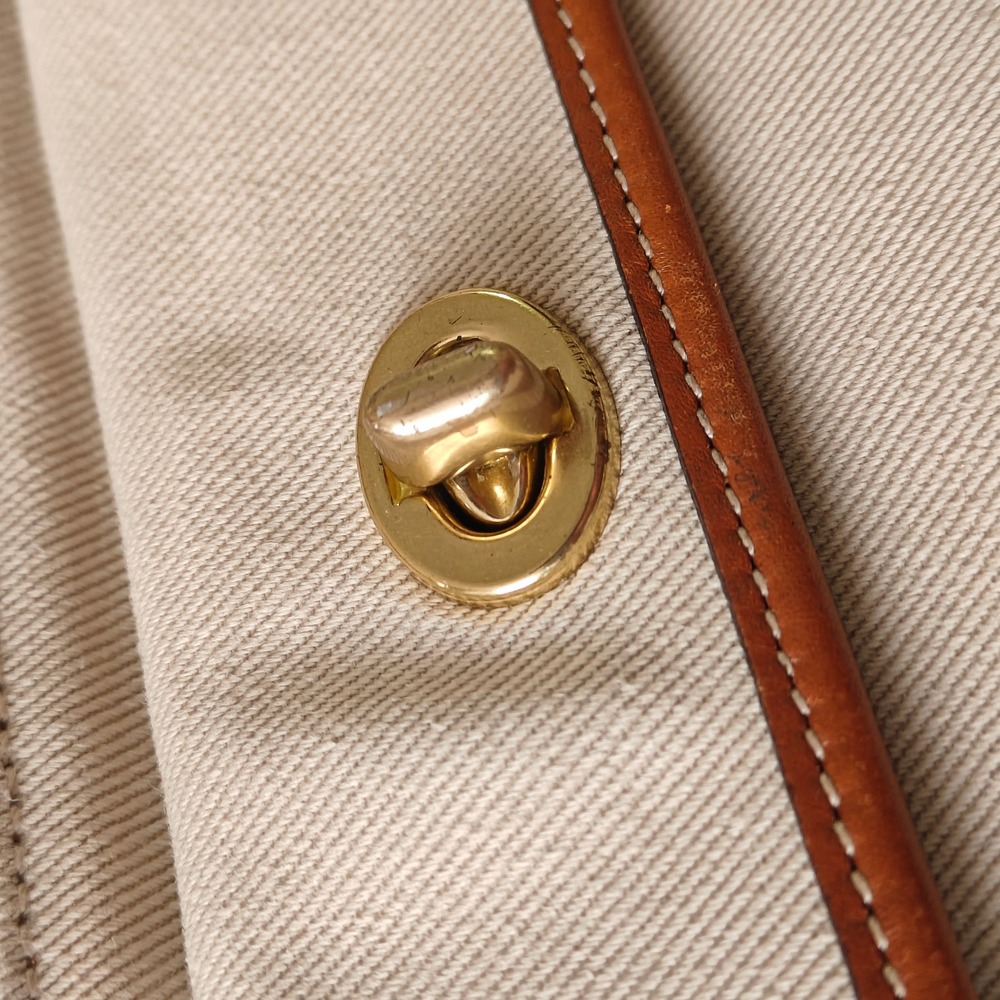 Vintage Coach Legacy Canvas Wristlet Small Beige Brown Leather Turnlock Zip Bag - Picture 6 of 7